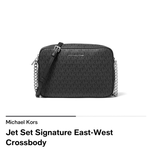 NWT Michael Kors Jet Set Large East West Chainlink Crossbody In Monogram Style - Picture 1 of 12
